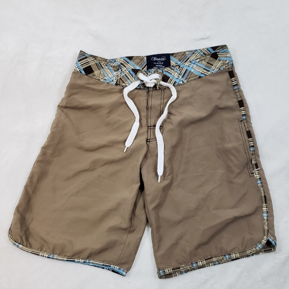 💋3/$20 SALE!💋 Basix Body Surf Plaid Board Shorts